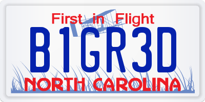 NC license plate B1GR3D