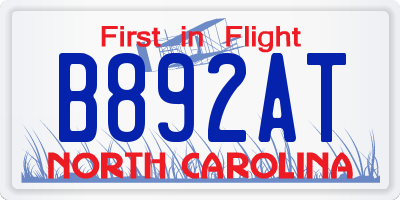 NC license plate B892AT