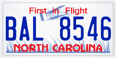 NC license plate BAL8546
