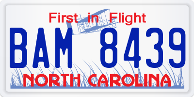 NC license plate BAM8439