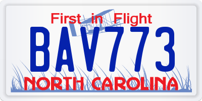 NC license plate BAV773