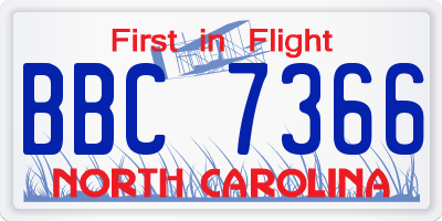 NC license plate BBC7366