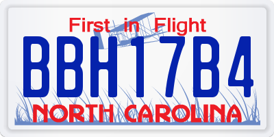 NC license plate BBH17B4