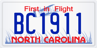 NC license plate BC1911