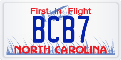 NC license plate BCB7