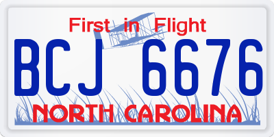 NC license plate BCJ6676