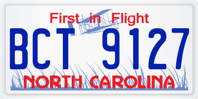 NC license plate BCT9127