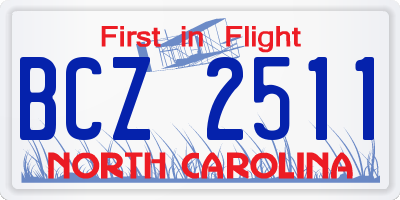 NC license plate BCZ2511