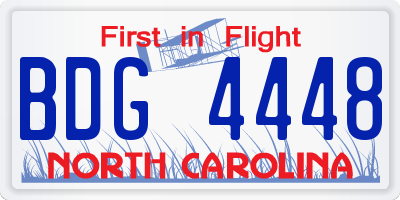 NC license plate BDG4448