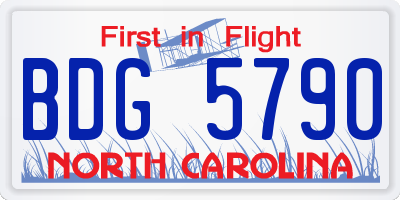 NC license plate BDG5790