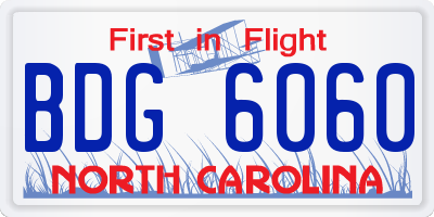NC license plate BDG6060