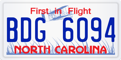 NC license plate BDG6094