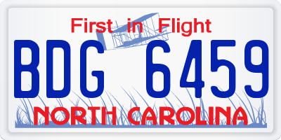 NC license plate BDG6459