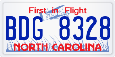 NC license plate BDG8328