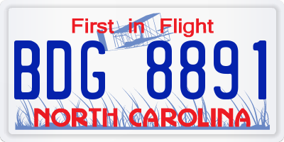 NC license plate BDG8891
