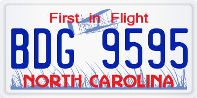 NC license plate BDG9595