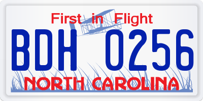 NC license plate BDH0256