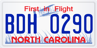 NC license plate BDH0290
