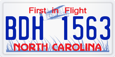 NC license plate BDH1563