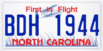 NC license plate BDH1944