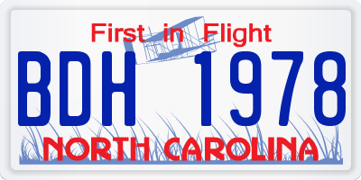 NC license plate BDH1978