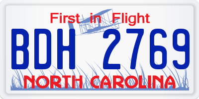 NC license plate BDH2769