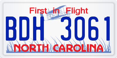 NC license plate BDH3061