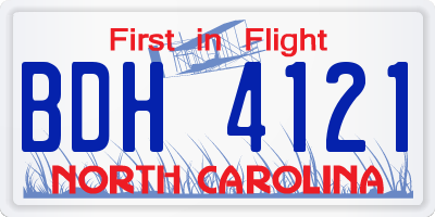 NC license plate BDH4121