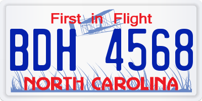 NC license plate BDH4568