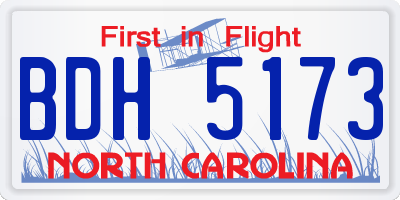 NC license plate BDH5173