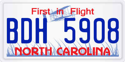NC license plate BDH5908