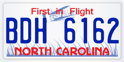NC license plate BDH6162