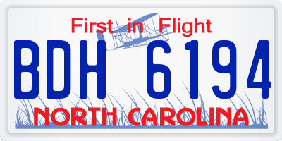 NC license plate BDH6194