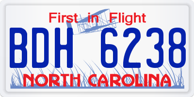 NC license plate BDH6238