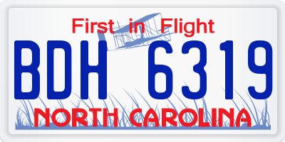 NC license plate BDH6319