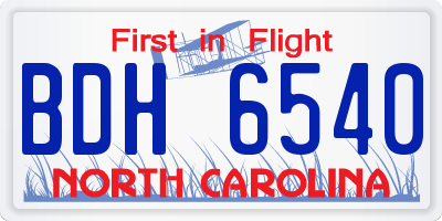 NC license plate BDH6540