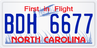 NC license plate BDH6677