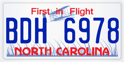NC license plate BDH6978