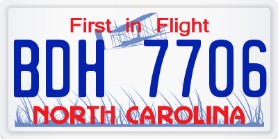 NC license plate BDH7706