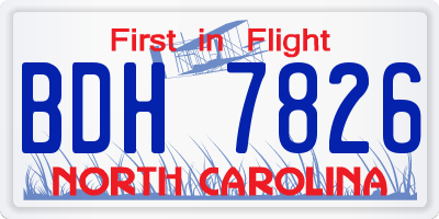 NC license plate BDH7826