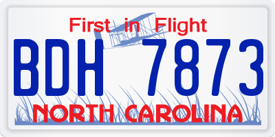 NC license plate BDH7873