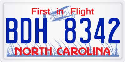 NC license plate BDH8342