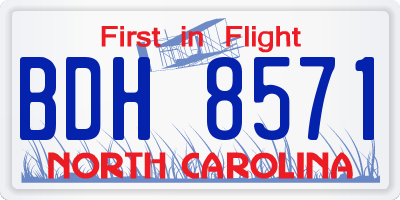 NC license plate BDH8571