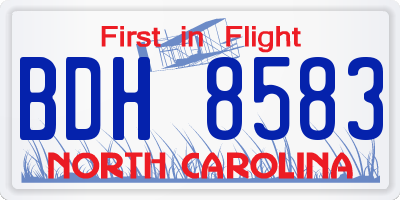 NC license plate BDH8583