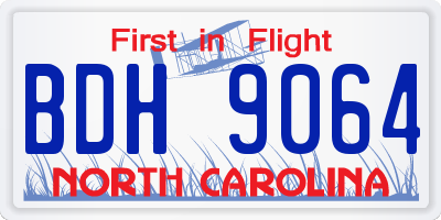 NC license plate BDH9064