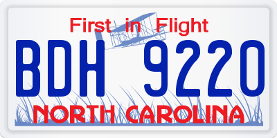 NC license plate BDH9220