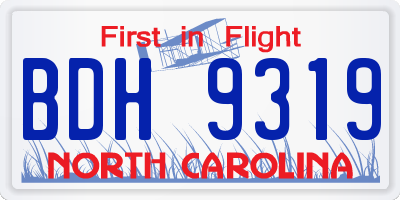 NC license plate BDH9319