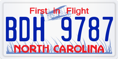 NC license plate BDH9787