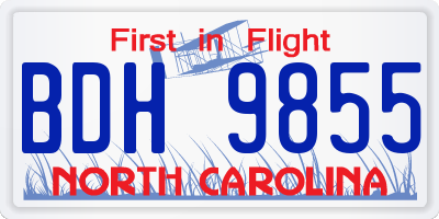 NC license plate BDH9855