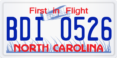 NC license plate BDI0526